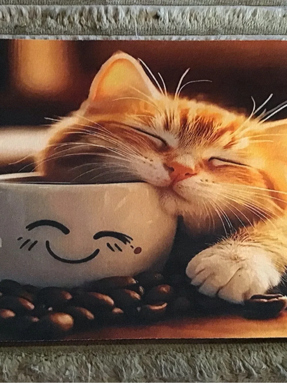 Orange Tabby Cat Mouse Pad with Smile Mug Design - Pets Cat